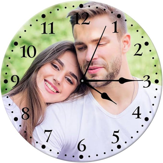 Custom Clocks for Wall Personalized Wall Clock Picture Clock Custom Wall Clock Photo Round Wooden Clock Kitchen Bathroom Decoration Customized Wooden Wall Clock