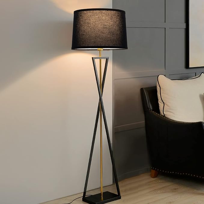 Lampshades Set of 2, Black Fabric Lamp Shades 11.6" Top x 12.6" Bottom x 9.8" High Drum Lampshades for Table Lamps, Floor Lamps, Pendant Light, E26 Base Harp Holders Included