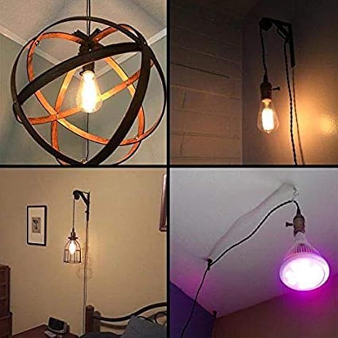 15FT Vintage Pendant Light Cord with Dimmer, Hanging Light Cord with Plug, Industrial DIY Lamp Kit(2 Pack)
