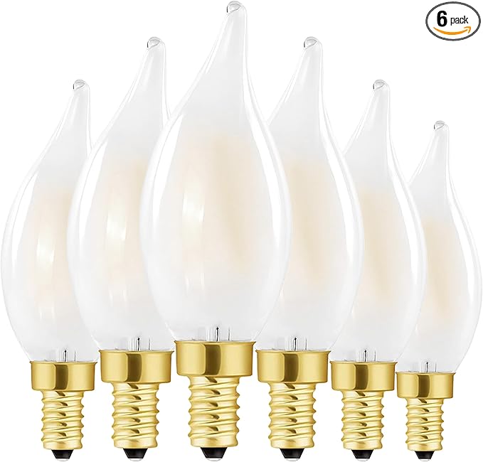 Chandelier Light Bulbs 40 Watt, Dimmable Frosted Candelabra LED Bulbs,4W Equal 40W, Neutral White 4000K, E12, 400LM,AC120V, Ceiling Fan Light Bulbs Type B (6 Pack) (4w-4000k(Neutral White))