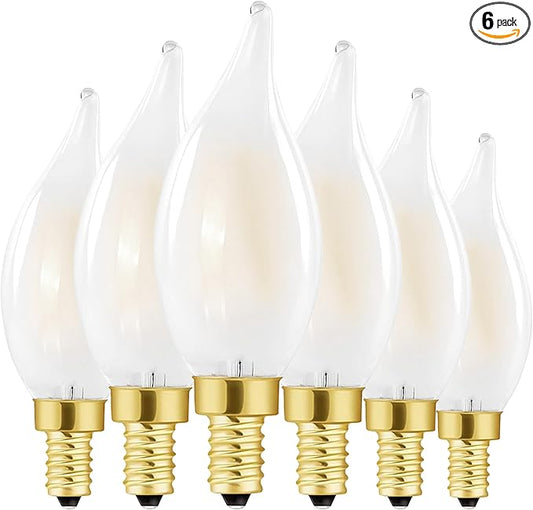 Chandelier Light Bulbs 40 Watt, Dimmable Frosted Candelabra LED Bulbs,4W Equal 40W, Neutral White 4000K, E12, 400LM,AC120V, Ceiling Fan Light Bulbs Type B (6 Pack) (4w-4000k(Neutral White))
