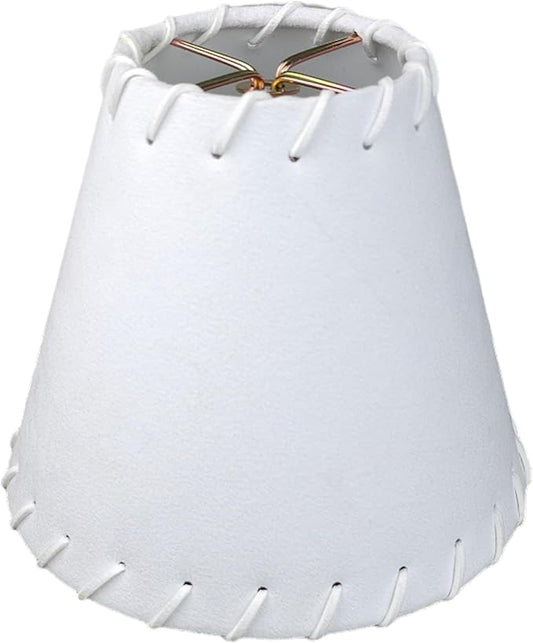 Royal Designs, Inc. CS-1111-5WH Faux Leather Empire Chandelier Shade with Whipstitch Trim, 3 x 5 x 4.5, White