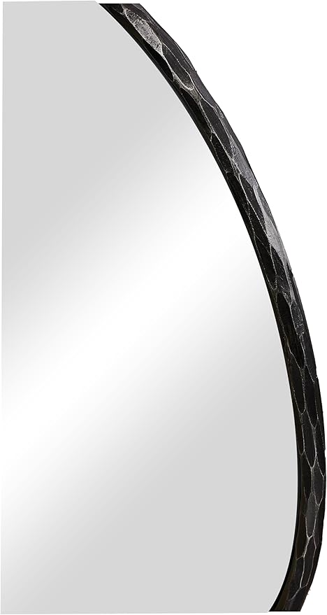 ANDY STAR Hand-Forged Black Round Mirror for Wall, 30 Inch Stainless Steel Metal Frame Circle Mirror, Antique Rounded Bathroom Mirror for Living Room, Bedroom, Entryway, Vanity