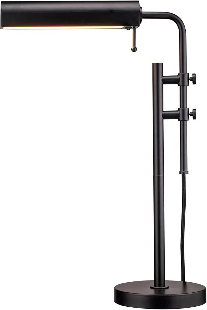 O'Bright Aurora LED Pharmacy Desk Lamp - Swing Arm, Industrial Design for Reading, Crafting, Work,10W LED, Adjustable Height 18.5-24.5 inches - Ideal for Living Room, Bedside, Office - Black