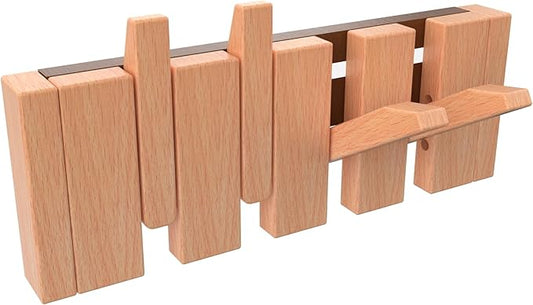 Wall Mounted Piano Key Hanger | Flip Style Hook | Entrance Wall Art Hook, Made of Oak Wood (3 Times Painted, 4 Times Polished) (Beech, 4Hooks)