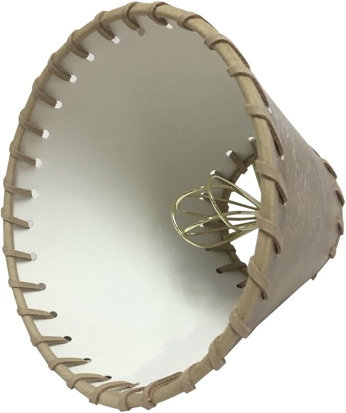 Royal Designs, Inc. CS-972-6 Faux Leather Empire Chandelier Shade with Whipstitch Trim, 3 x 6 x 5, Light Brown