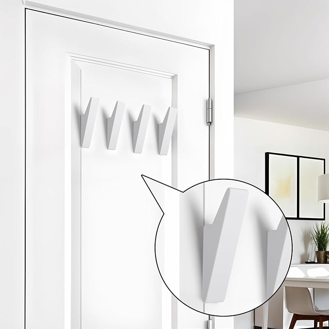 Noubtou Heavy Duty Adhesive Hooks - No Drill Aluminum Alloy Wall Hooks for Bathroom, Kitchen, Tile & Glass, Waterproof Rustproof Bath Towel Hooks, Coats/Hats/Bags (4Pack)