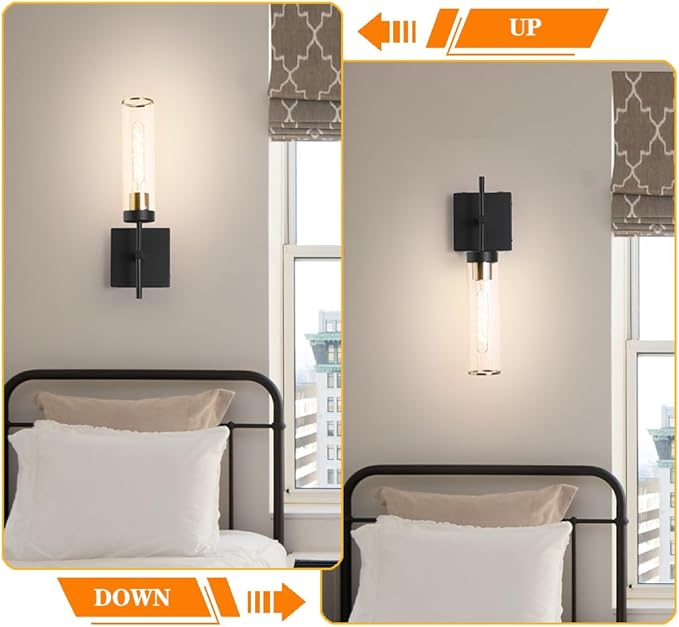 Battery Operated Wall Sconce, Black and Gold Battery Wall Sconce, Modern usb rechargeable Wall Light set of 2, Wireless Dimmable Wall Light Fixture with Remote Control, Wall Lamp with LED Bulbs(DC 5V)