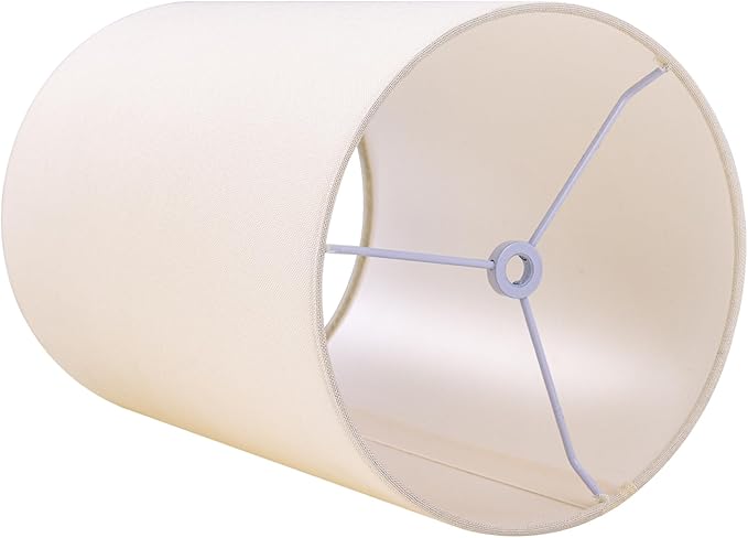 Wellmet CreamWhite 6"x 6"x10" Lampshade, No Assembly Required, Classic Modern Lamp Shade for Table Lamp, Bedside Lamp, Floor Lamp, Fabric Drum Lampshade, Spider Fitter