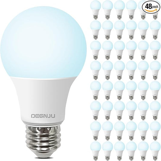 48 Pack A19 LED Bulbs 60W Equivalent, 8W Daylight 5000K LED Light Bulbs, E26 Medium Base, Non-Dimmable, 800 Lumens, Ideal for Bedroom Living Room