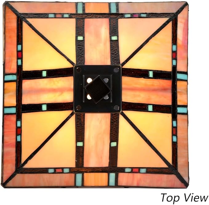 Bieye S10798 Tiffany-Style Stained Glass Mission Lampshade - 10-Inch Wide - Iridescent Elegance