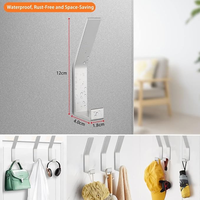 Coat Rack Hooks Wall Mounted, Silver 2Packs, Bath Towel Rope Hooks for Kitchen, Door, Cabinet, Bathroom, Foyers, Hallways, and Bedrooms