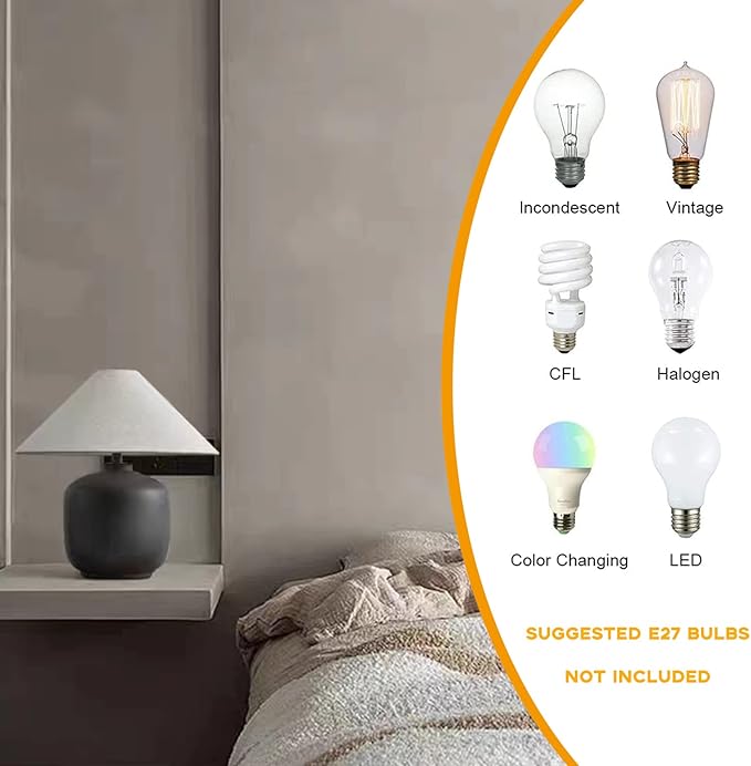 PURESILKS Modern Minimalist Table Lamps, Rustic Farmhouse Ceramic Table Lamp, 16.53" Tall Desk Lamp with Off-Black Linen Drum Lampshade Decor for Living Room Bedroom Bedside Nightstand (Black)