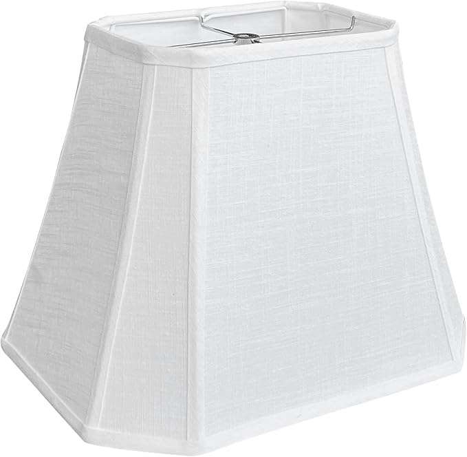 TOOTOO STAR Rectangle lamp shade, (6 x 9)" x (11 x 14)" x 10.5" White Linen LampShade for Table Lamp, Floor Lamp Bell Cut Corner Lamp Shade