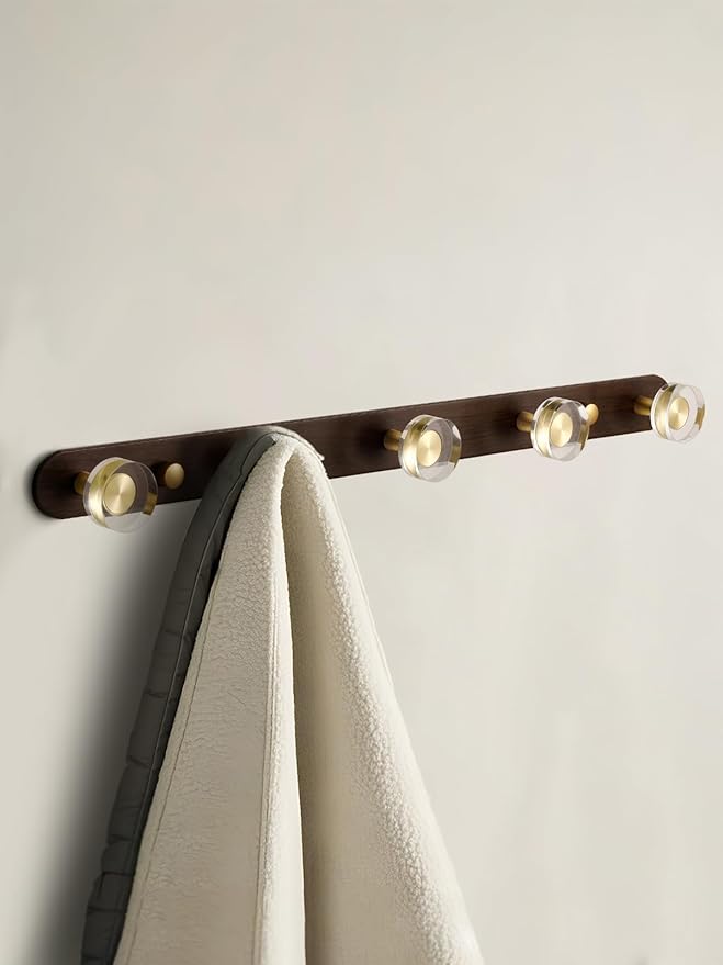 1 Pack Crystal Coat Rack Wall Mounted Wood Towel Hooks for Bathrooms Wall Hooks for Hanging Robe Coat Hooks Kitchen Decorative Heavy Duty Zinc Alloy