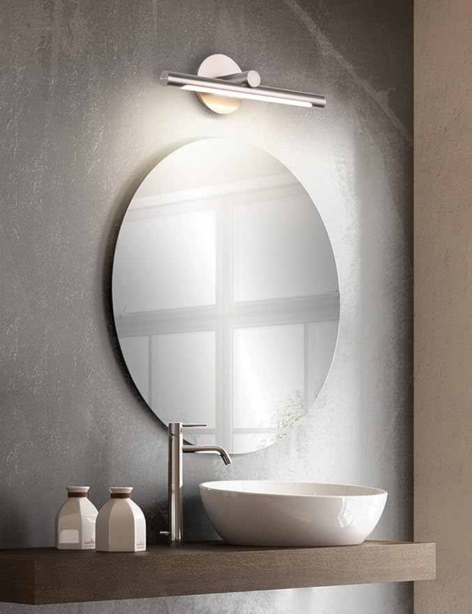 JUSHENG Modern LED Picture Light 16.33" Inch, Metal Wired Gallery Light Wall Mount Picture Light for Paintings Art Lighting Accent Lamps, 7W (45W Eqv.), 3000K Warm White 560Lm, Brushed Nickel