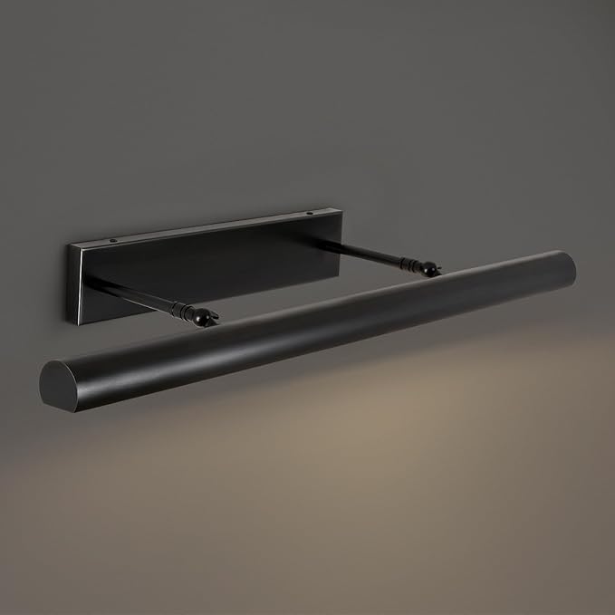 Matte Black Picture Lights for Wall, 30" Linear Picture Light Hardwired, 4-Light Bronze Art Light, Dimmable Gallery Light for Paintings, Warm White 270° Picture Frame Light for Bathroom, Living Room