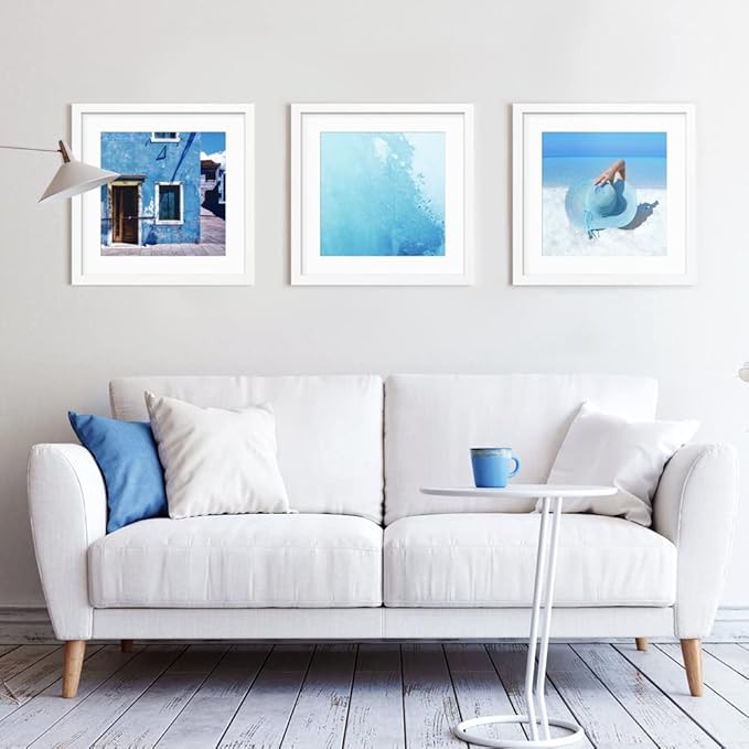 VNVNK 17x17 Frame White, Perfect for 17x17 Inch Picture without Mat or 13x13 Inch Picture with Mat, Home Wall Decor Picture Frame-1 PCS