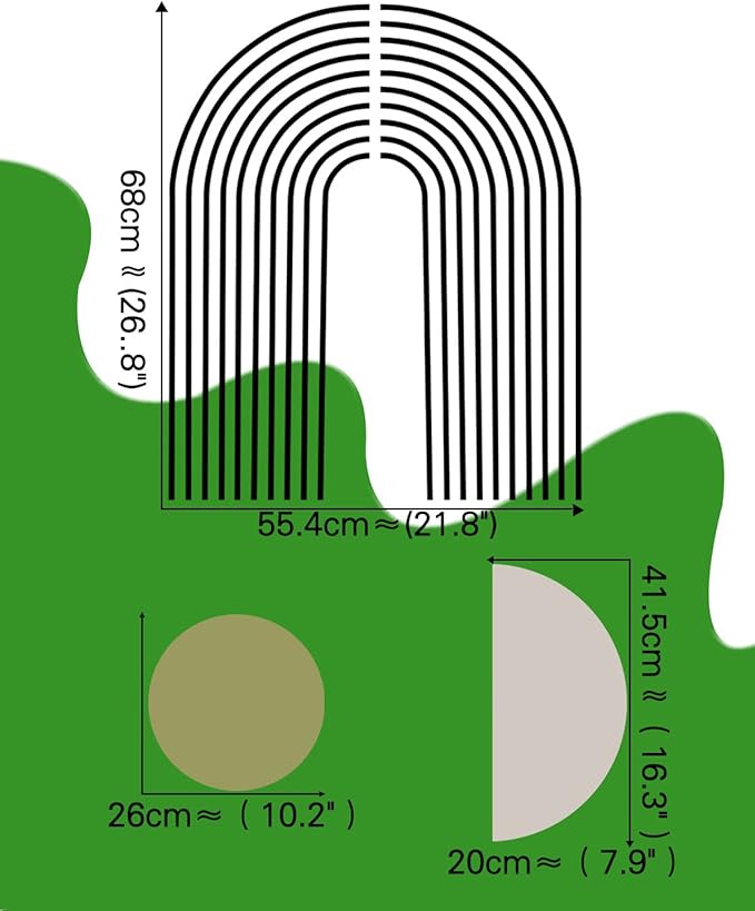 Arch Abstract Wall Art - Rainbow Wall Sticker, Modern Peel & Stick Decals for Bedroom, Living Room, Office