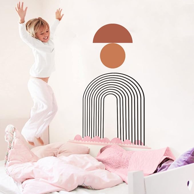 Large Boho Arch Wall Art Murals - Modern Peel and Stick Terracotta Decals for Bedroom, Living Room, Office