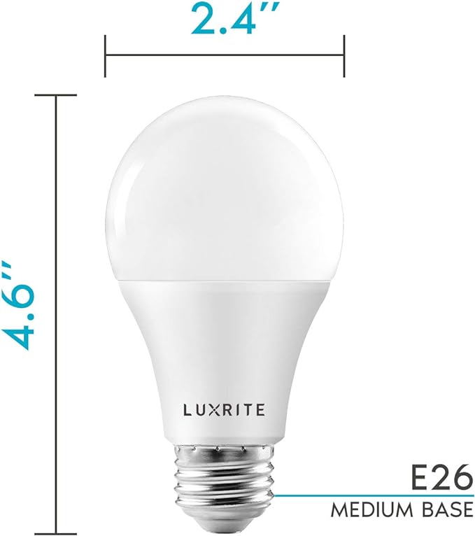 LUXRITE A19 LED Light Bulbs 100 Watt Equivalent Dimmable, 3000K Soft White, 1600 Lumens, Enclosed Fixture Rated, Standard LED Bulbs 15W, Energy Star, E26 Medium Base - Indoor and Outdoor (16 Pack)