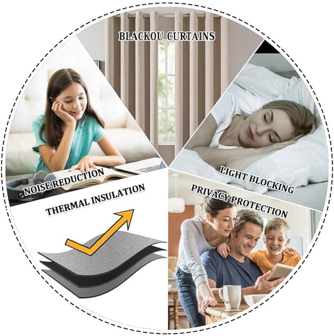 MIULEE 100% Blackout Linen Curtains for Bedroom Thermal Insulated Birch Grommet Room Darkening Curtains & Drapes for Living Room Nursery 52 x 84 Inch (2 Panels)