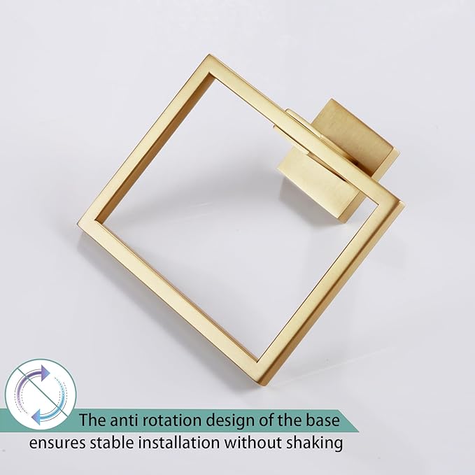 KOKOSIRI Hand Towel Ring Shower Towel Hanger Holder Bath Towel Holder Bathroom Lavatory Stainless Steel Wall Mount, Brushed Gold, B3004BG
