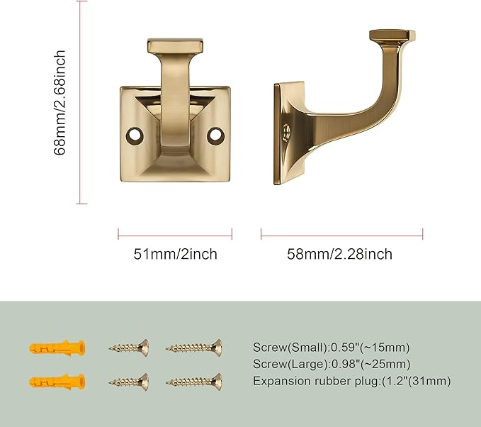 SAILING 5 Pack Coat Hooks - Champagne Bronze Robe Hooks Decorative Wall Hooks for Bathroom Bedroom Kitchen Towel Robe Clothes Cabinet Closet Bathroom Hardware
