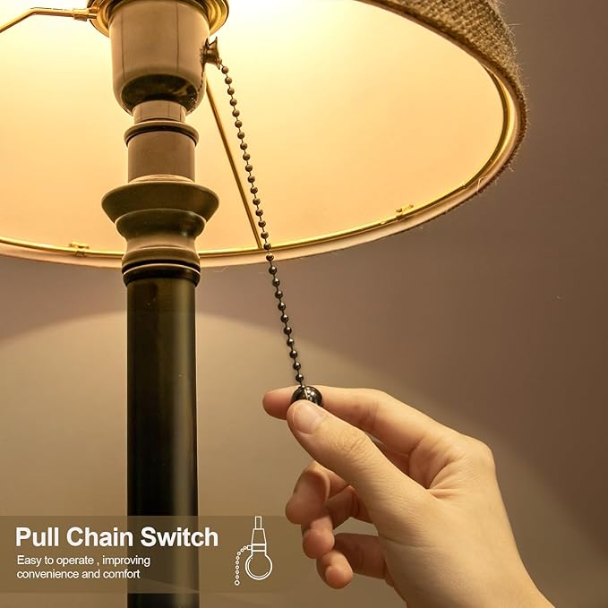 Oneach 19.5” Table Lamps Set of 2, Pull Chain Switch Bedside Table Lamps, Farmhouse Nightstand Lamp with Unique Natural Shade, Small Lamp for Living Room, Bedroom, Home Office, Nursery