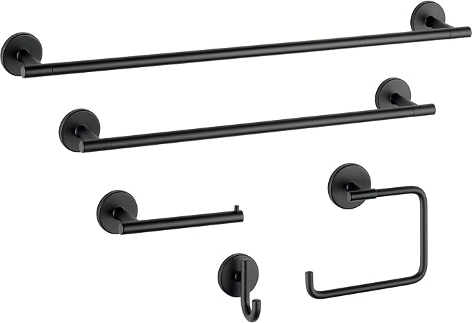 Delta Trinsic (1-Pack) Towel Hooks Matte Black Single Bathroom Hooks Wall Mounted for Robes & Towels Hand Towel Hook Holder Kitchen, Bathroom Accessories 75935-BL