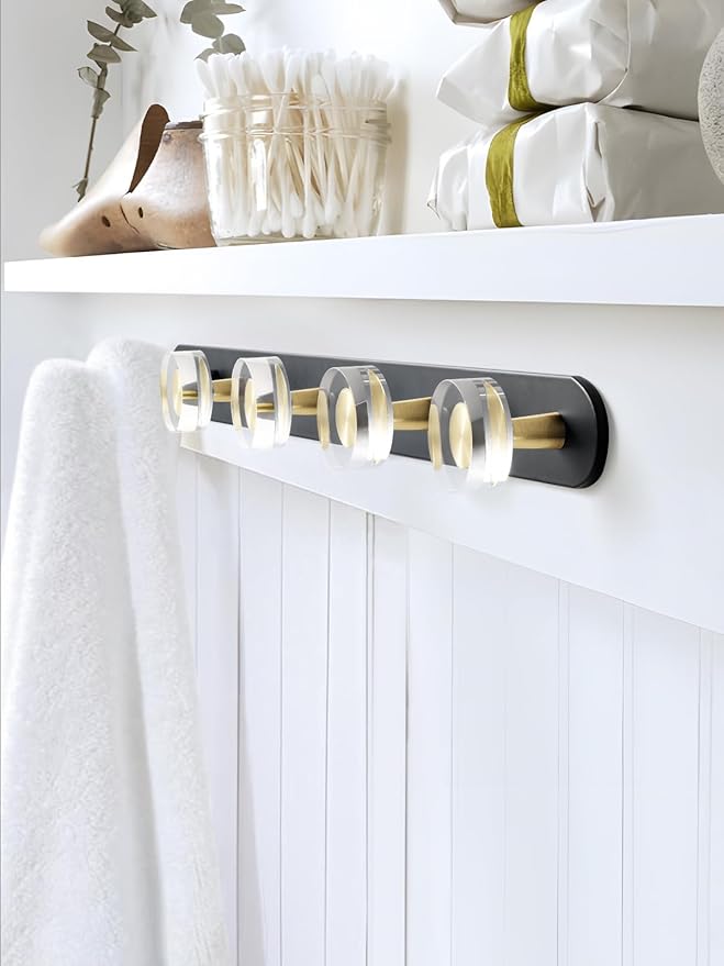 1 Pack Crystal Coat Rack Wall Mounted Black Towel Hooks for Bathrooms Wall Hooks for Hanging Robe Coat Hooks Kitchen Decorative Heavy Duty Zinc Alloy