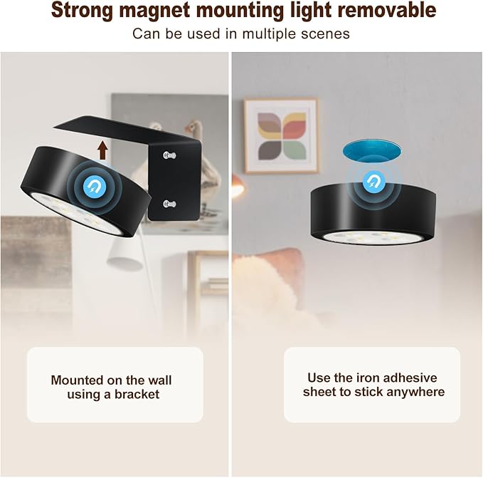 TTQ 4 PCS Magnetic Picture Lights for Wall Battery Operated,Wall Painting Light with Wireless Control,Art Display Light,Wall Decor Puck Lights for Picture Frame Portrait Artworking