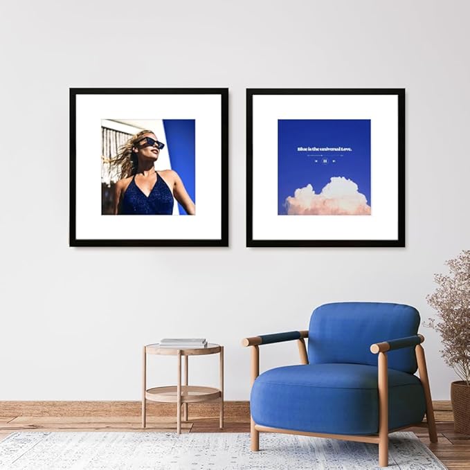 VNVNK 21x21 Frame Black, Perfect for 21x21 Inch Picture without Mat or 17x17 Inch Picture with Mat, Home Wall Decor Picture Frame-1 PCS