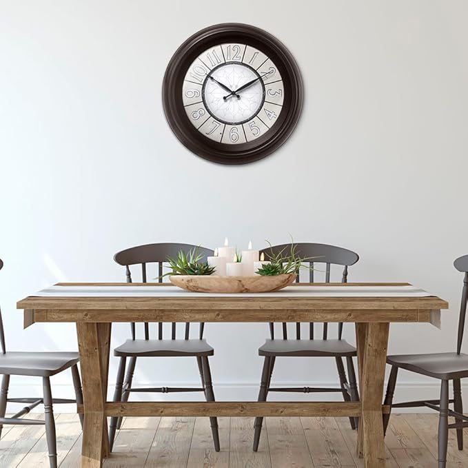 Presentime & Co. 18" Luminous Large Wall Clock, Oil Rubbed Bronze Finish, Night Light, Lighted Clock with Smart Sensor to Turn on/Off Lights. Wall Décor for Living Room, Dining Room, Kitchen.