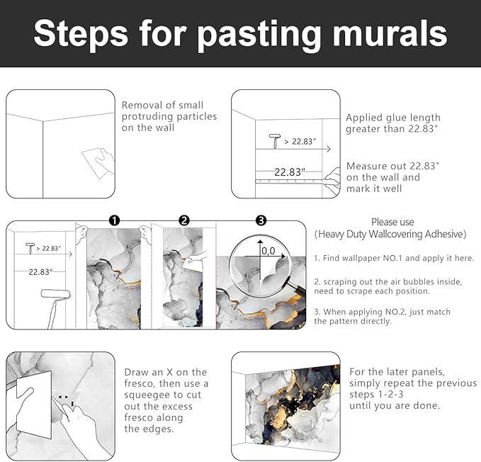 -Grey and White Marbled Fabric Wallpaper Living Room Abstraction Art Bedroom Bathroom Large Wall Mural- 160"x108"（ not Peel and Stick）