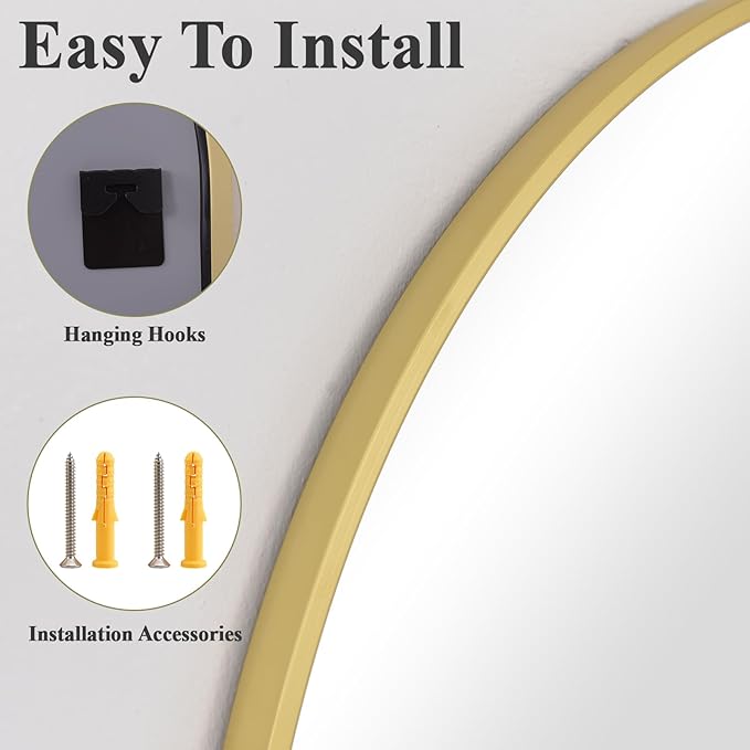 HARRITPURE 36"x48" Arched Bathroom Mirror - Gold Wall Mounted Vanity Mirror Aluminum Alloy Frame Large Arch Wall Mirror for Living Room, Bedroom and Entryway