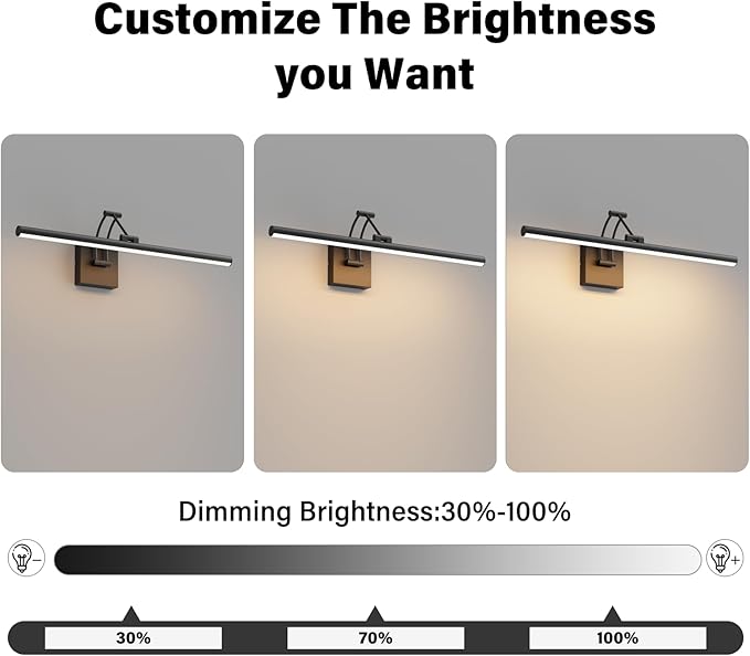 Tipace Hard-Wired LED Picture Light Fixtures,23.6IN 3CCT Dimmable Metal Artwork Display Lamp with Remote Control,Black Modern Picture Frame Lights for Paintings