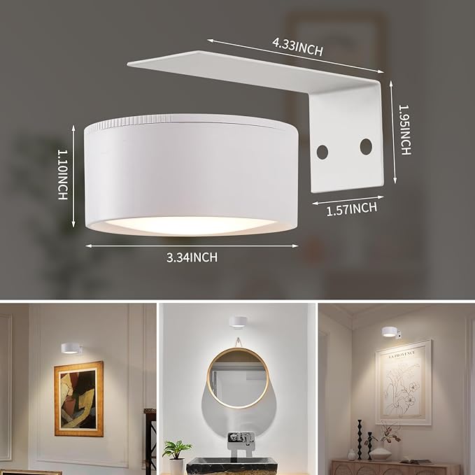 3 Pcs Battery Operated Picture Lights for Wall, Wireless LED Poster Lights with 3 Lighting Modes,Magnetic Gallery Art Light for Paintings, Dimmable and Timer Artwork Light(White)