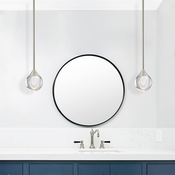 1-Light Teardrop Crystal Pendant Light, Mini LED Crystal Globe Hanging Light Fixture, Modern Ceiling Pendant Lighting for Kitchen Island Dining Room Bedroom Bar 3000K 8W Brush Nickel