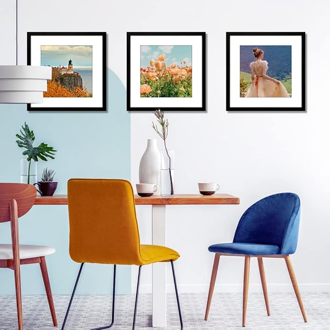 VNVNK 17x17 Frame Black, Perfect for 17x17 Inch Picture without Mat or 13x13 Inch Picture with Mat, Home Wall Decor Picture Frame-1 PCS