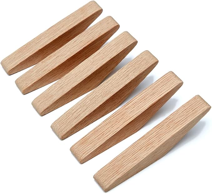 Pack 6 Wood Wall Hooks, Oak Coat Hooks Minimalist Design Heavy Duty Robe Hook Wall Mounted Rustic Wooden Clothes Hanger Hat Rack Hooks for Hanging Bathroom Towels.