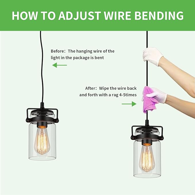 Industrial Pendant Lighting for Kithen Island, 1 Light Mini Hanging Pandent Light Fixture with Clear Glass Shade Adjustable Farmhouse Ceiling Light for Kitchen Island Dining Room Living Room