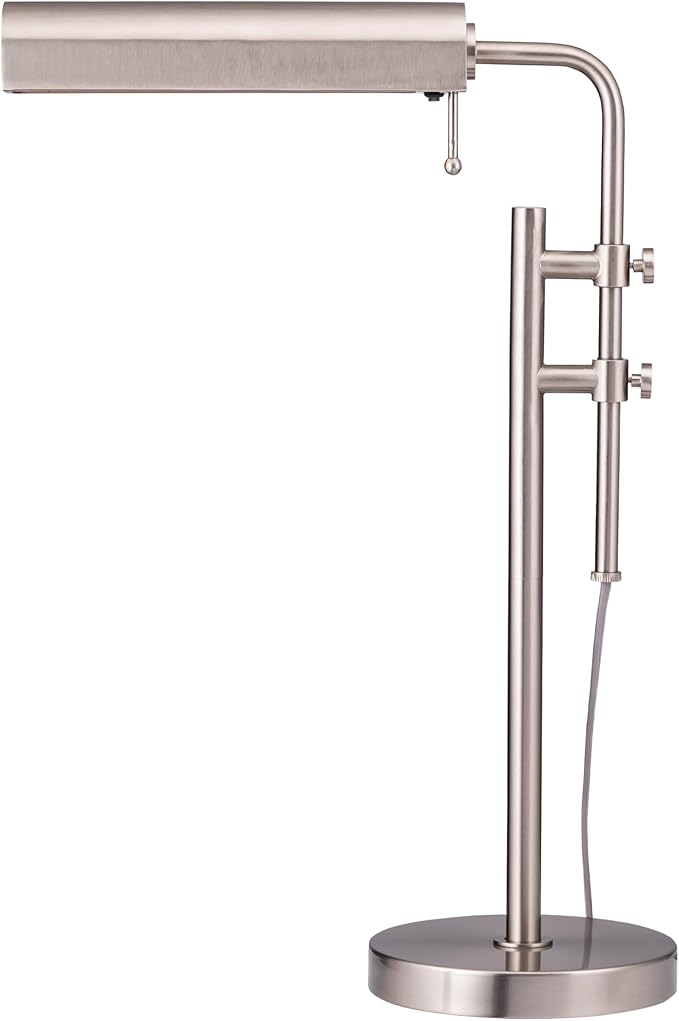 O'Bright Aurora LED Pharmacy Desk Lamp - Swing Arm, Industrial Design for Reading, Crafting, Work,10W LED, Adjustable Height 18.5-24.5 inches - Ideal for Living Room, Bedside, Office, Brushed Nickel