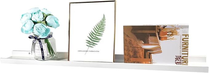 36 Inch Floating Shelves Wall Mounted, Solid Wood Wall Shelves for Decor and Storage, Picture Ledge Shelf for Bedroom/Bathroom/Living Room/Kitchen/Laundry Room, White Color, 36*4*1.5, 1 Pack