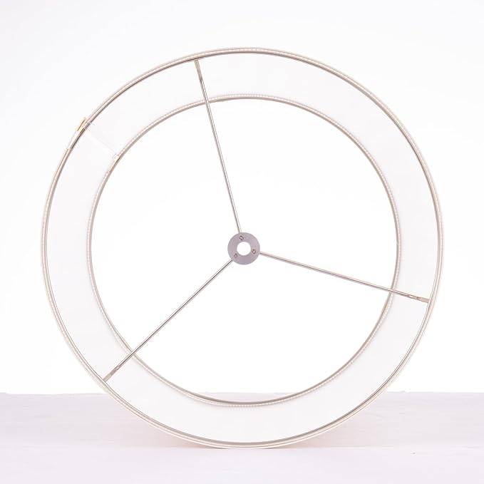 Wellmet CreamWhite 14"x14"x17" inches Lampshade, Required Assembly for Table Lamp, Bedside Lamp, Floor Lamp, Fabric Drum Lampshade Classic Modern Style, Metal Spider Fitter