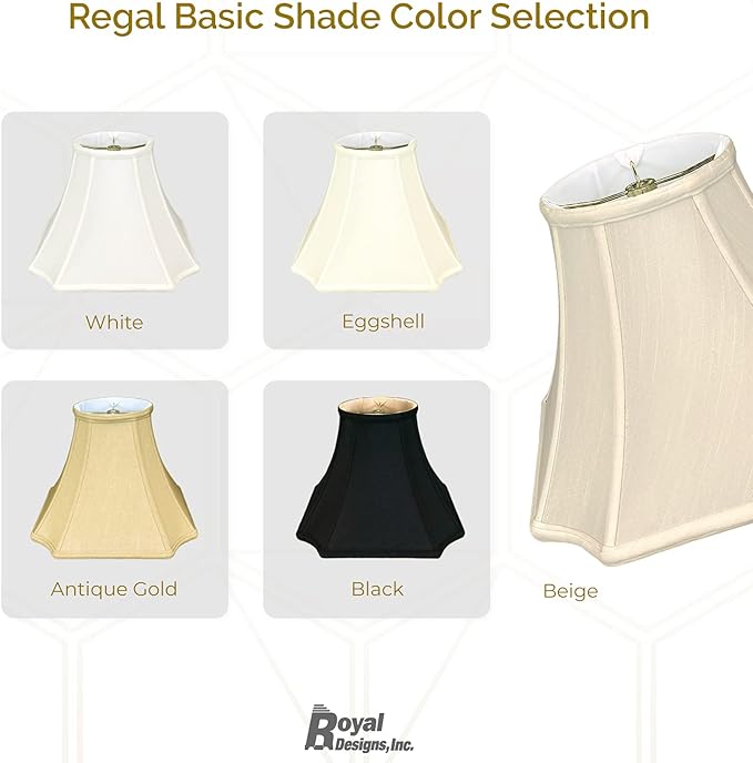 Royal Designs Square Inverted Cut Corner Basic Lamp Shade, Beige, 8 x 18 x 13