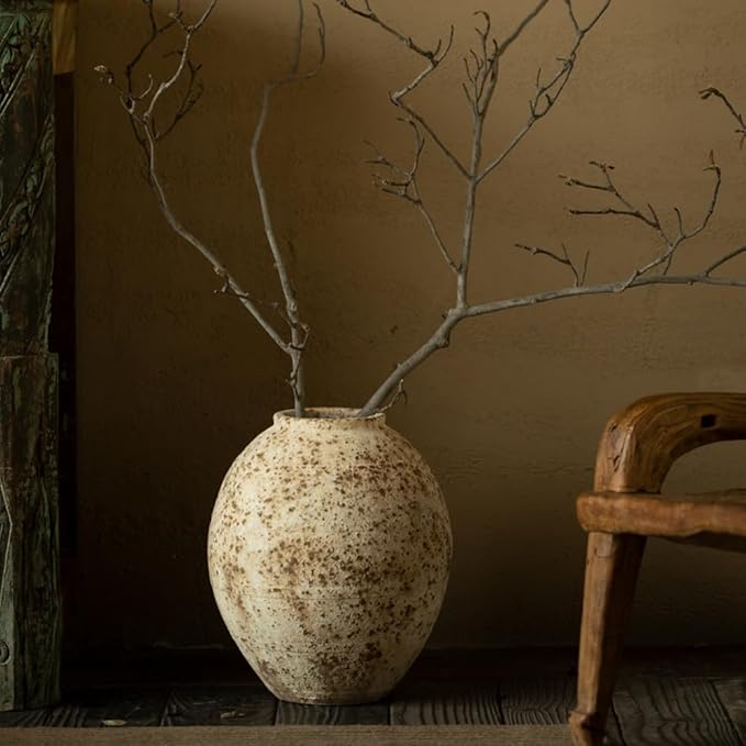 Ceramic Rustic Farmhouse Vase,Extra Large Terra Cotta Vase, Huge Pottery Decorative Flower Vases for Living Room Entryway Table Centerpiece Decor(14.5'' X 11'' x 11'')