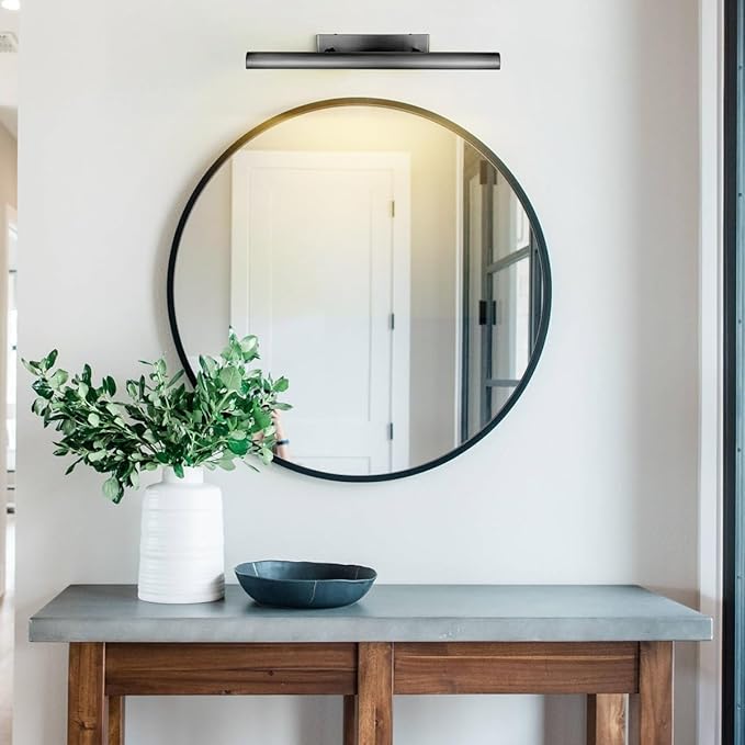 Matte Black Picture Lights for Wall, 30" Linear Picture Light Hardwired, 4-Light Bronze Art Light, Dimmable Gallery Light for Paintings, Warm White 270° Picture Frame Light for Bathroom, Living Room