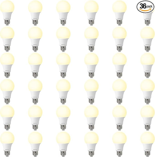 36 Pack LED Light Bulbs 60 Watt Equivalent, A19 2700K Soft White, 800 Lumens, E26 Base, Non-Dimmable, 8 Watt Energy Efficient LED Bulbs for Home Lighting