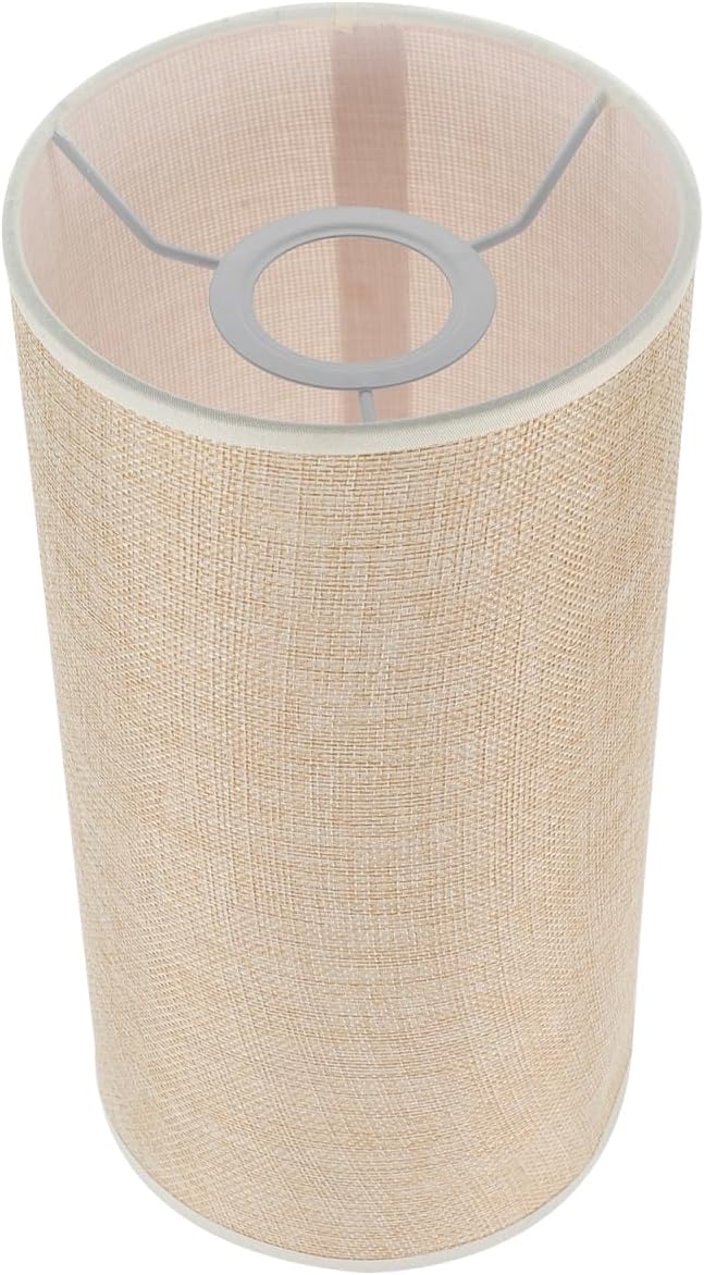 Lamp Shade: Beige Linen Tall Drum Lampshade for Table and Floor Lamps, Pendant Light for Home Decor - 11in×5.5in